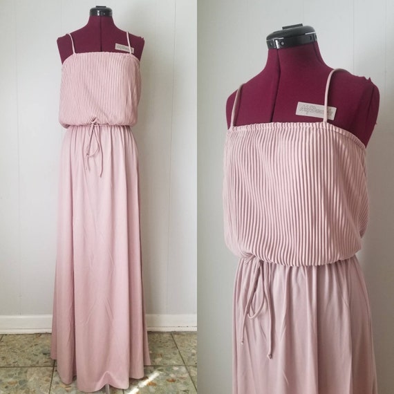 70s Dusty Rose Pink Luminescent Maxi Dress