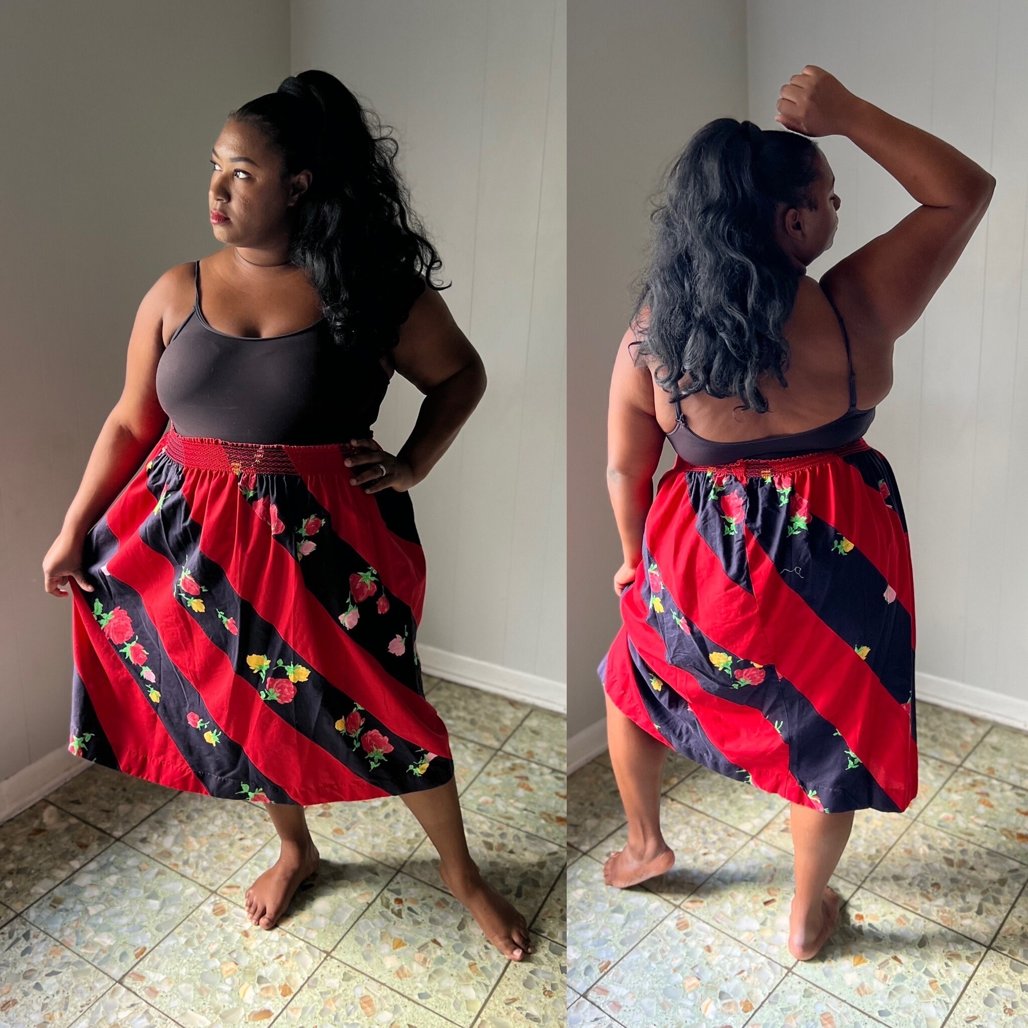 Plus size black skirt 80s 2025