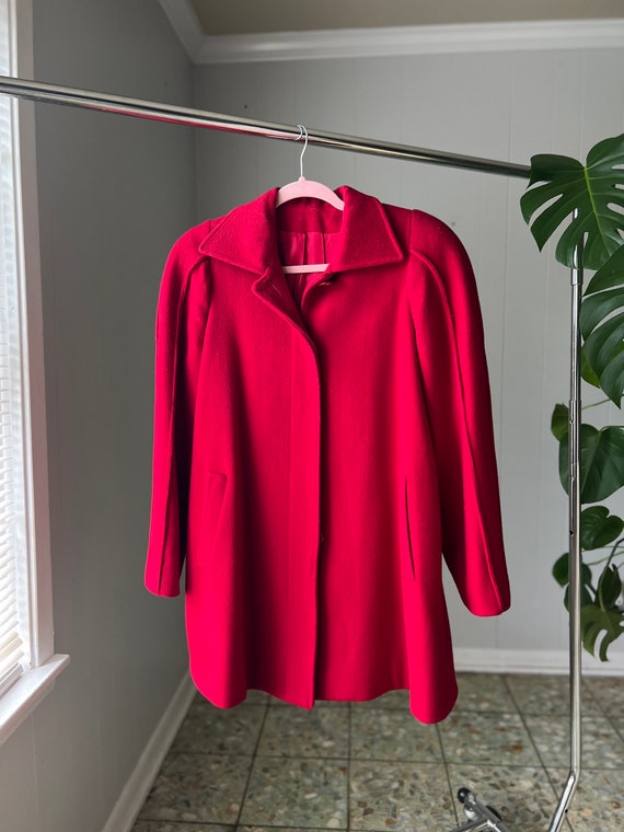 70s Luba Burgundy Wool Coat - Button Down - image 1