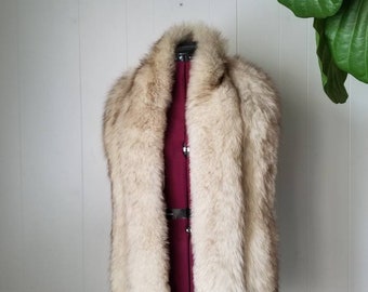 50s 60s Vintage Fur Shawl - Wedding Fur - velvet trim - One Size Fits Most