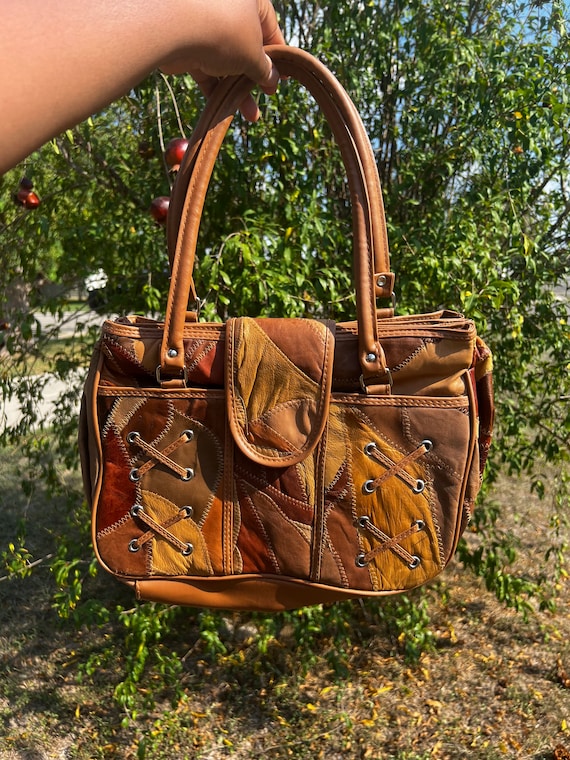 2000s Patchwork Vegan Leather Handbag - Faux Leath