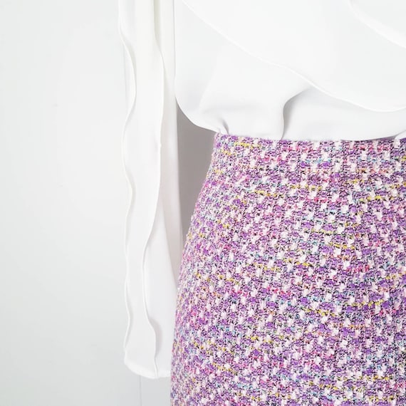 90s Escada Lavender Purple Tweed Pencil Skirt wit… - image 2