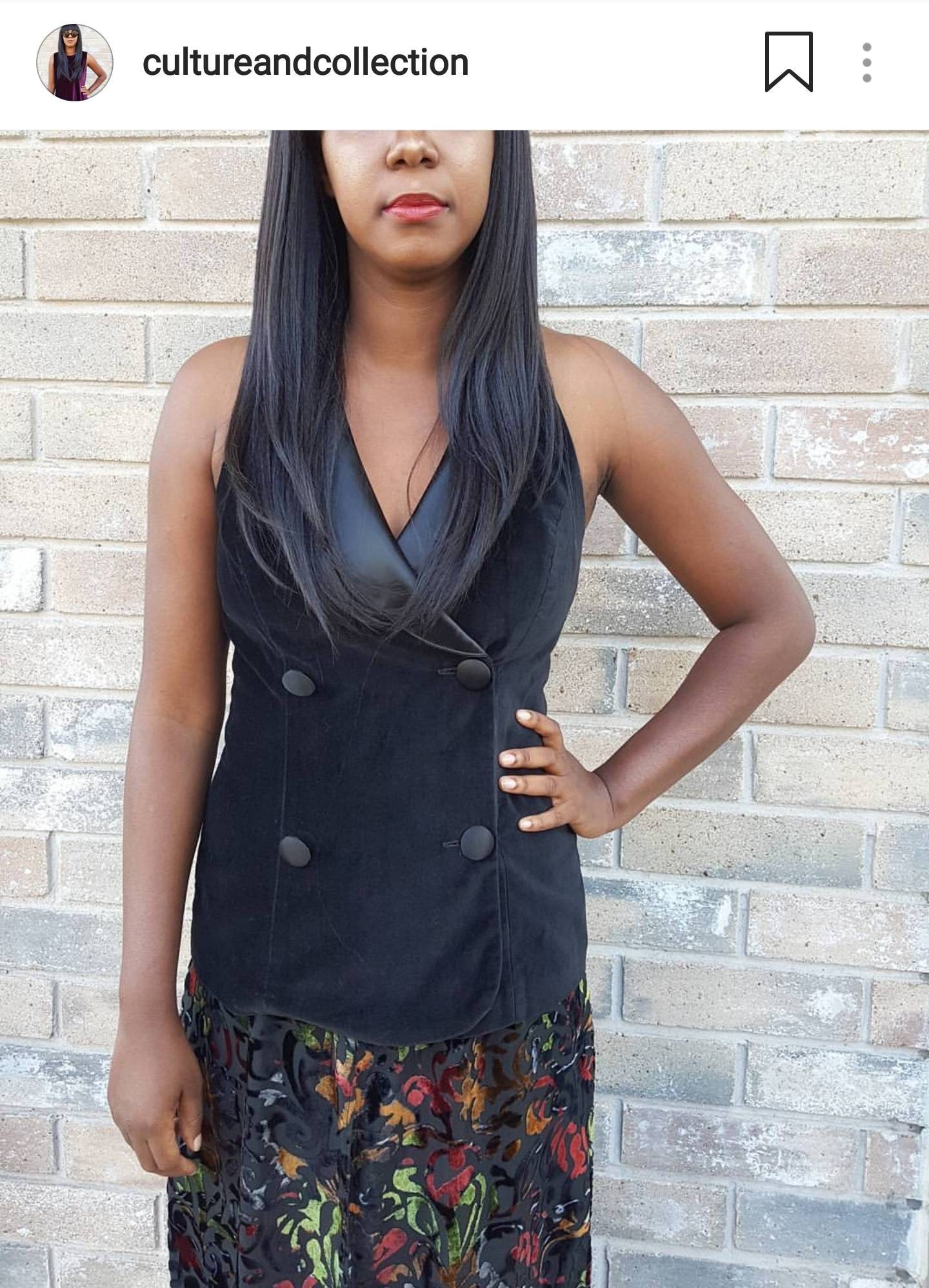 black tuxedo halter top