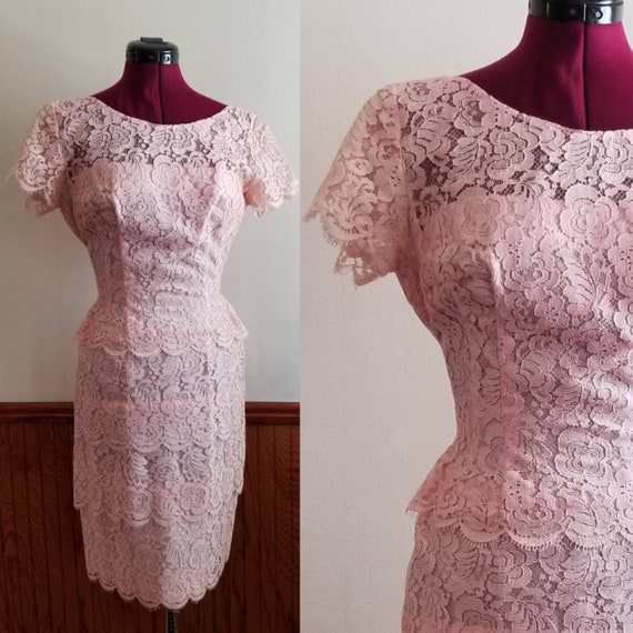 50s Lilli Diamond California  Baby Pink Scalloped… - image 1