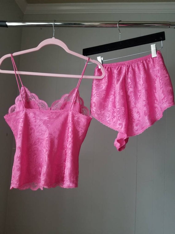 80s 90s Pink Lingerie Set - Lace Trim - Bubble Gu… - image 3