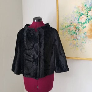 50s 60s Specialty House - Black - Sheared Mohair - Jacket - Pea Coat - 1950s - Retro - Cropped Jacket - Fur Coat