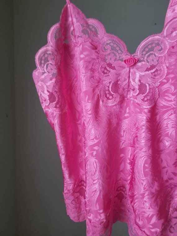 80s 90s Pink Lingerie Set - Lace Trim - Bubble Gu… - image 4