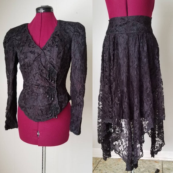Black lace 80s skirt hotsell