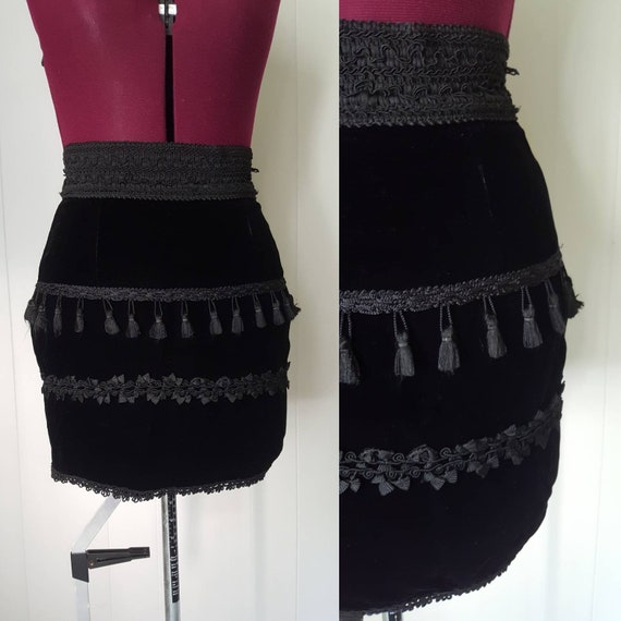 90s Designer Mark Wong Nark Black Velvet Lace and