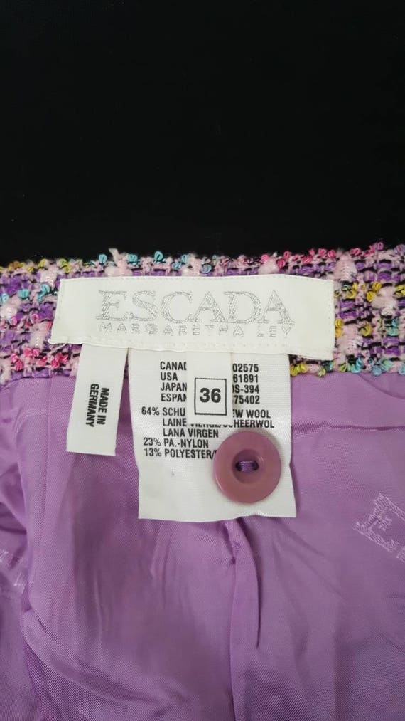 90s Escada Lavender Purple Tweed Pencil Skirt wit… - image 3