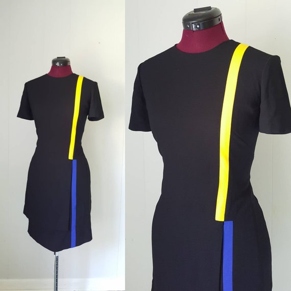90s Liz Claiborne Dresses Black Mod Color Block Dr