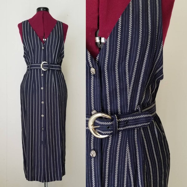 Blue Pinstripe Dress Etsy