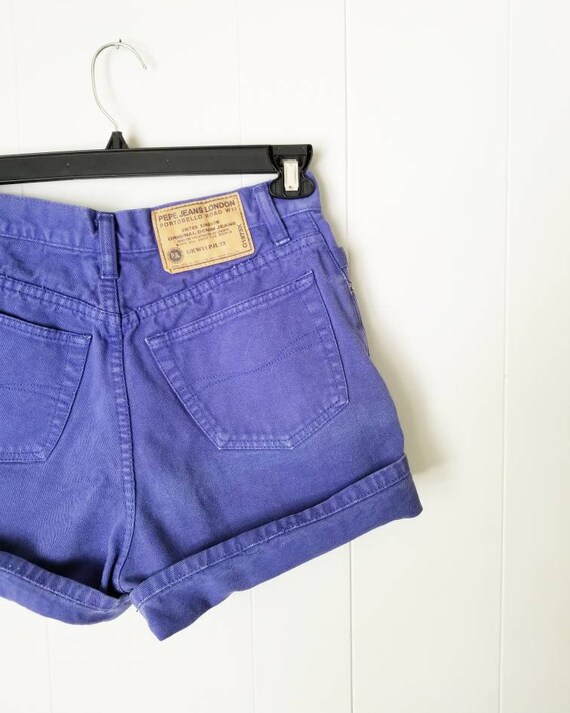 purple jean shorts