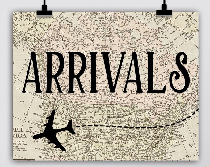 Miss to Mrs Travel Birthday Decor Arrivals Party Sign Airplane Old Maps Theme Sign Adventure Awaits Baby Bridal Shower Digital