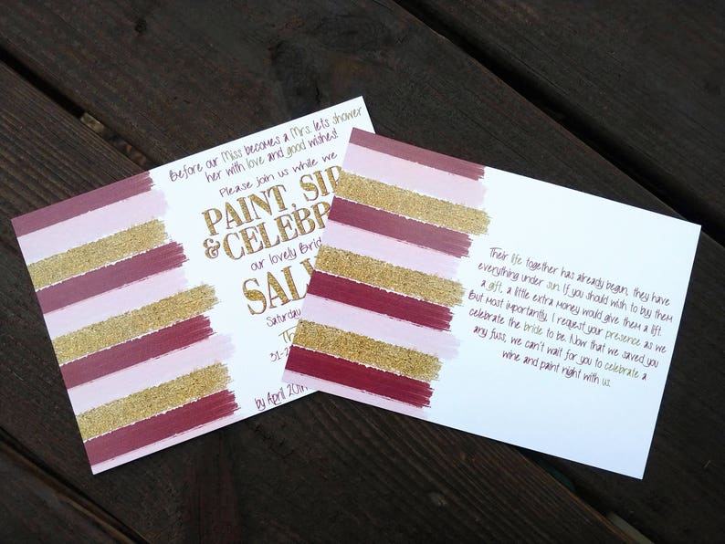 Art Party Bridal Shower Invitation Paint and Sip Party Etsy