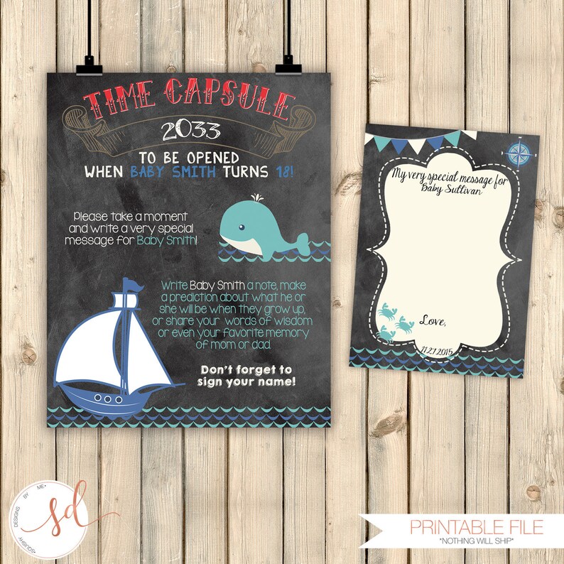 First 1st Birthday Keepsake Baby Shower Decor Ahoy Its A Boy Crab Kraken Digital Boy Nautical Time Capsule Sign Squid Gone Fishing