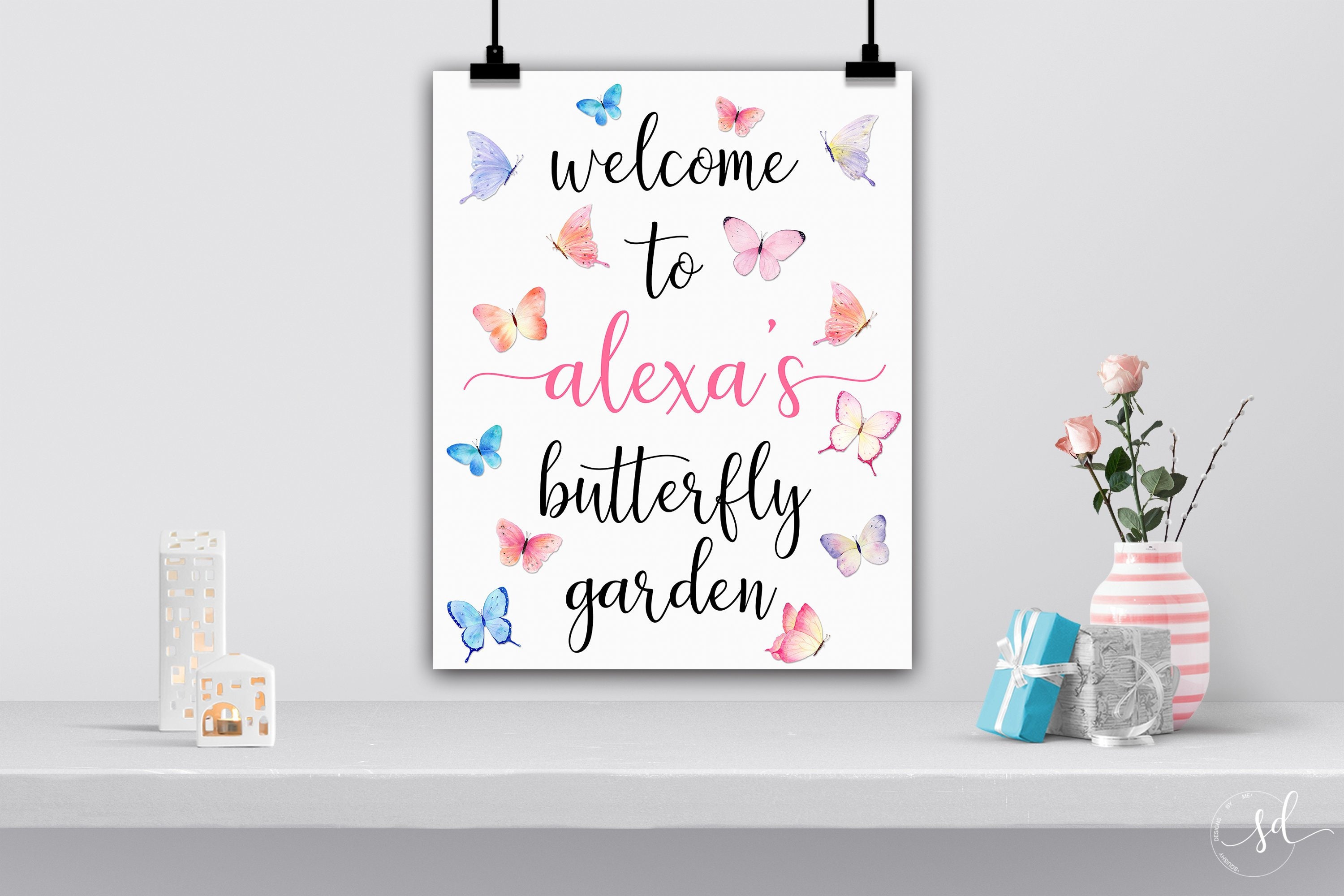 Butterfly Welcome Sign Butterfly Theme Birthday Decor Butterfly Garden Baby Shower Teacher Classroom Door Sign Digital Or Printed