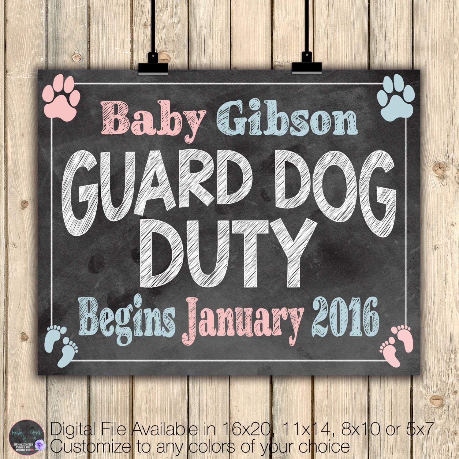 Guard Dog Duty Pregnancy Announcement Sign Dog Pregnancy Etsy