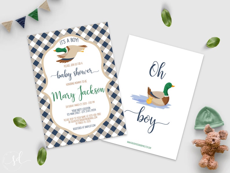 Mallard Baby Shower Invitation Duck Baby Shower Invite Oh Etsy