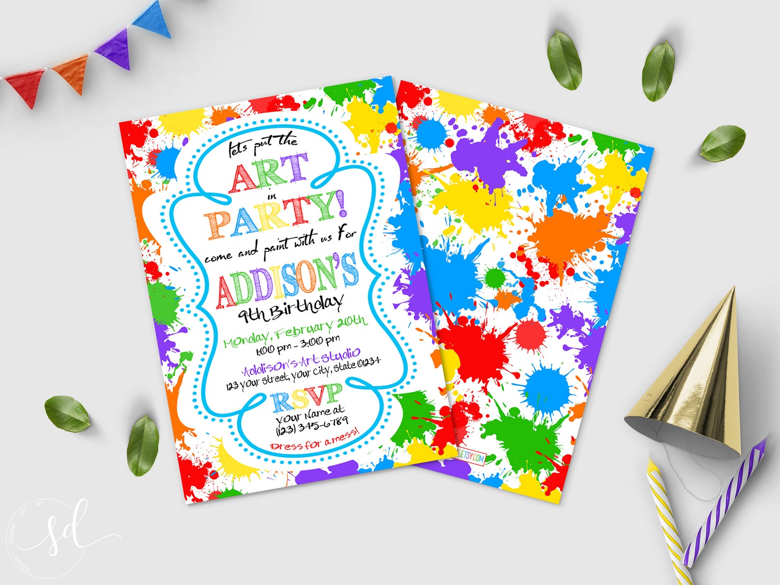 Art Party Invite Art Party Invitation Art Birthday Party Etsy