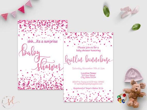 Surprise Baby Shower Invitation Baby Girl Baby Sprinkle Etsy