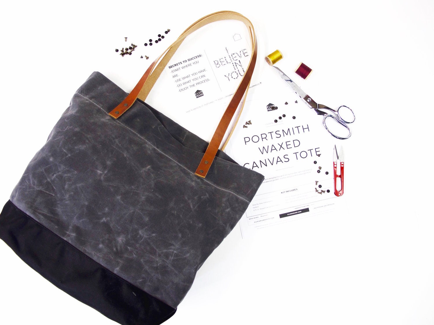 Waxed Canvas Tote Bag DIY Kit Sewing Pattern & Tutorials Etsy