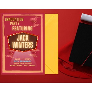 Invitación de graduación de la noche de estreno, descarga instantánea personalizable, presentación de fiesta de graduación, estilo de retrato 5x7