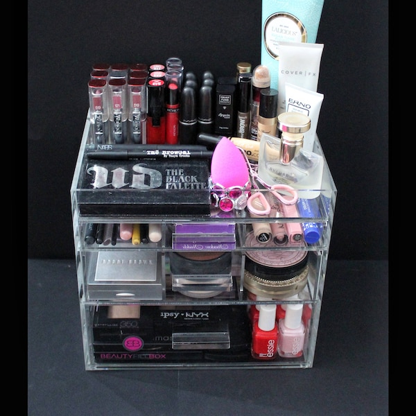 Clear Acrylic Makeup Organizer ChicBox Vanity Cosmetic Storage Beauty Drawer BeautyFill Box