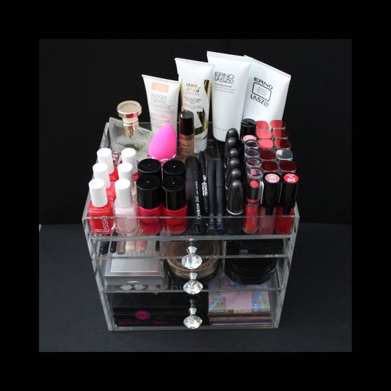 Clear Acrylic Makeup Organizer Dazbox Vanity Cosmetic Storage Etsy