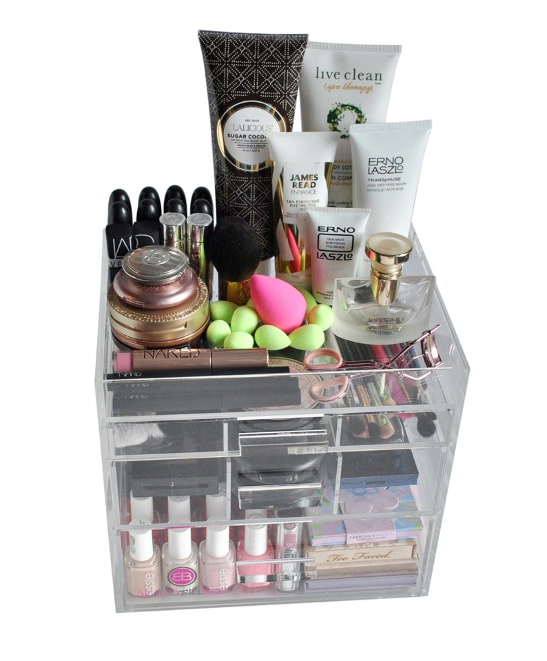 Clear Acrylic Makeup Organizer ChicBox Vanity Cosmetic Storage Etsy