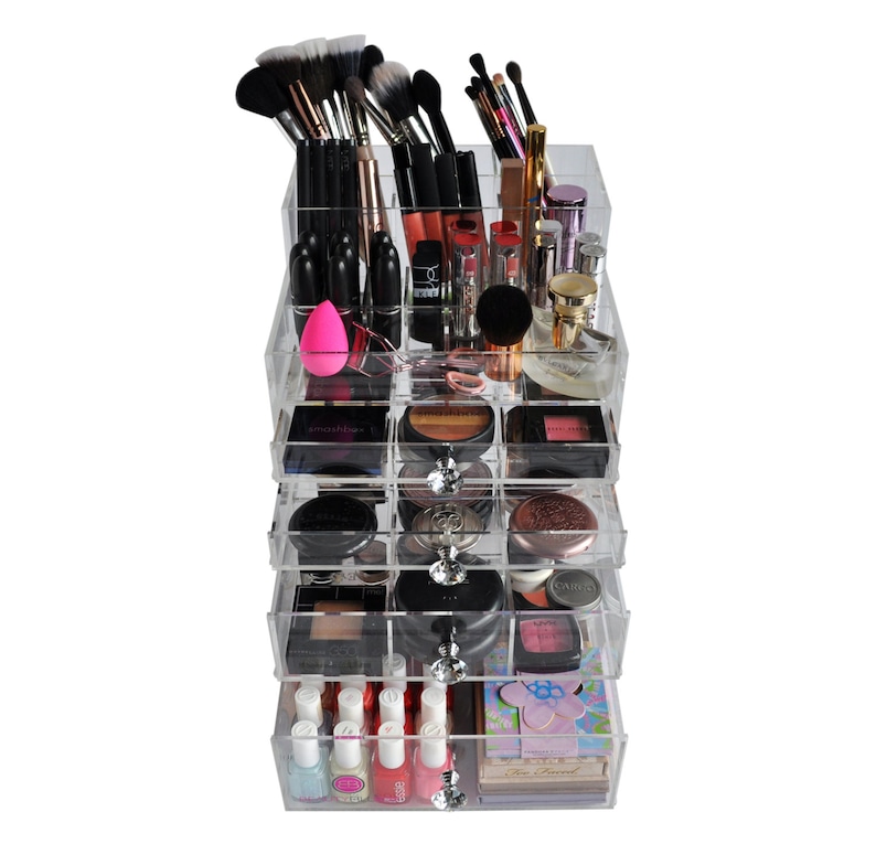 Clear Acrylic Makeup Organizer Glitzbox ALLINONE Brush Etsy