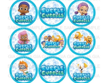 Bubble Guppies - 1 inch Bottle Cap Images 4x6 Printable Bottlecap Collage INSTANT DOWNLOAD