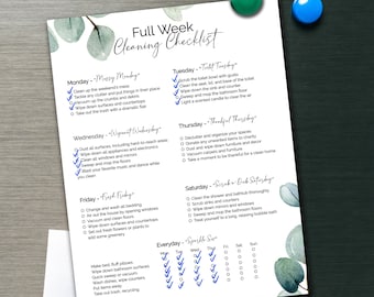 Editable Weekly ADHD Cleaning Checklist, Printable Cleaning To Do List, Customizable Weekly Cleaning Planner, Minimalist Cleaning Schedule