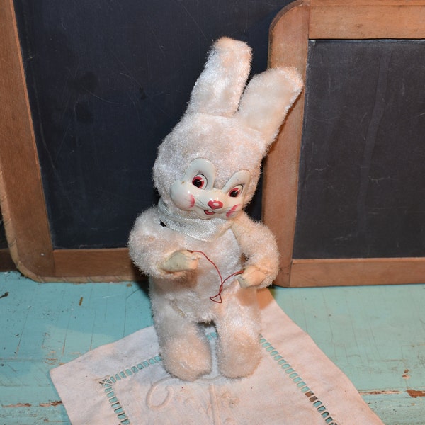 Antique Wind-Up Bunny / Bunny Toy / Easter Rabbit Wind-Up Toy / Made in Japan