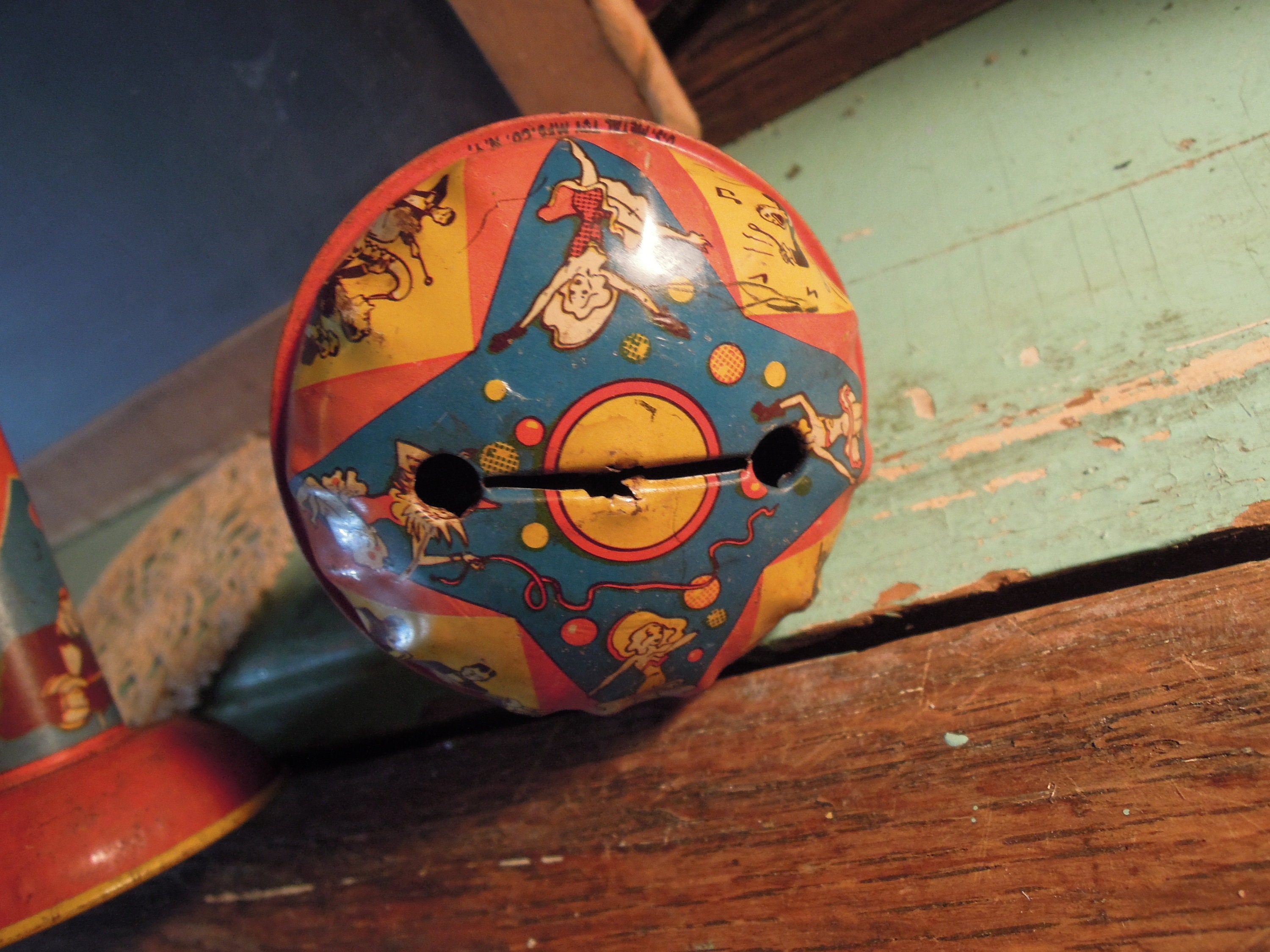 Two Vintage Tin Toys Bell & Horn / Antique Tin Party Horn and Etsy