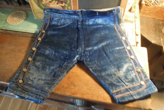 Antique Edwardian Boys Blue Velvet Knickers / Vint