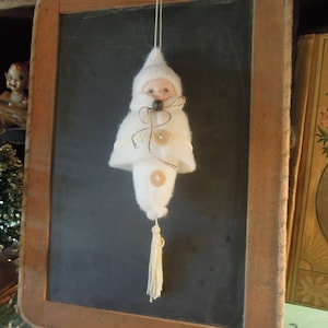 Vintage Weihnachten Weiß Ornament / Baumwolle Porzellan Gesicht Baby / Weihnachten Baby Ornament