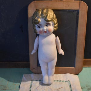 Vintage 7 1/2&quot; Porcelain Doll / Porcelain Kewpie Doll / Made in Japan