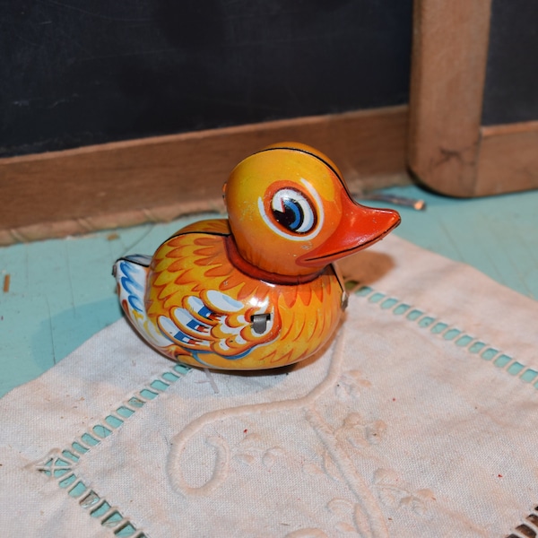Vintage Windup Lehmann Tin Duck / Friction Wind-Up Duck / Litho Tin Duck / Vintage Toys