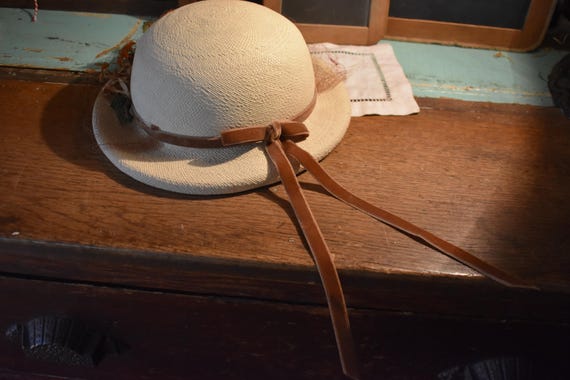 Vintage Panama Child's Straw Hat / Girls Straw Ha… - image 3
