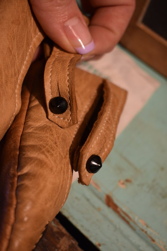 Antique Leather Tan Childs Shoes / Vintage Embroi… - image 3