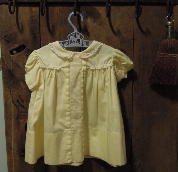 Vintage Yellow Baby Dress / Yellow Pleated Baby D… - image 1