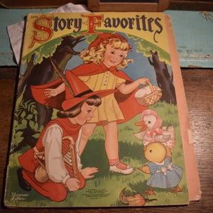 Vintage Story Favorites Book / Antique 1941 Merrill Pub Chicago Illinois / Antique Stories and Art Graphics