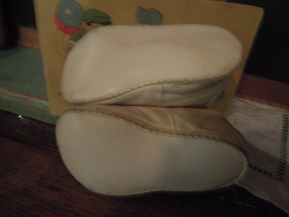 Antique Leather Baby Bots / Blue Accent Baby Shoe… - image 7