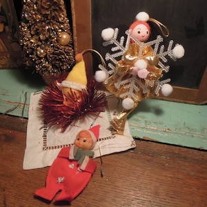 Vintage Weihnachtsengel und Elfen / Weihnachtsdekoration / Weihnachtsdekoration / Made in Japan