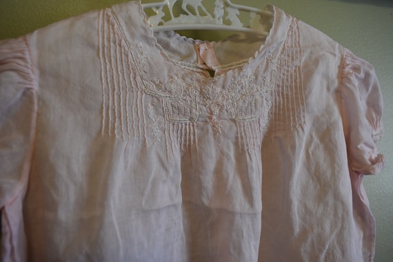 Vintage Pink Embroidered Cotton Baby Dress / 1950… - image 3