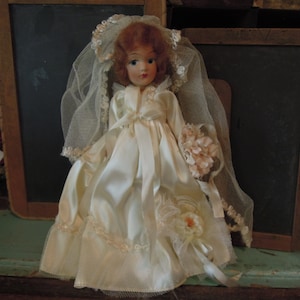 Vintage Bride Composite Doll / Antique 1940&#39;s Composite Doll