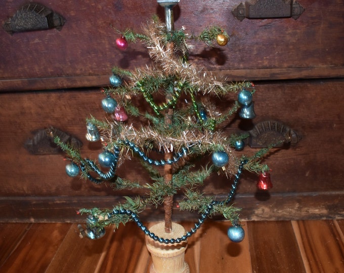 Antique German Feather Tree / Vintage Goose Feather Christmas Tree / Table Top Feather Tree Etsy