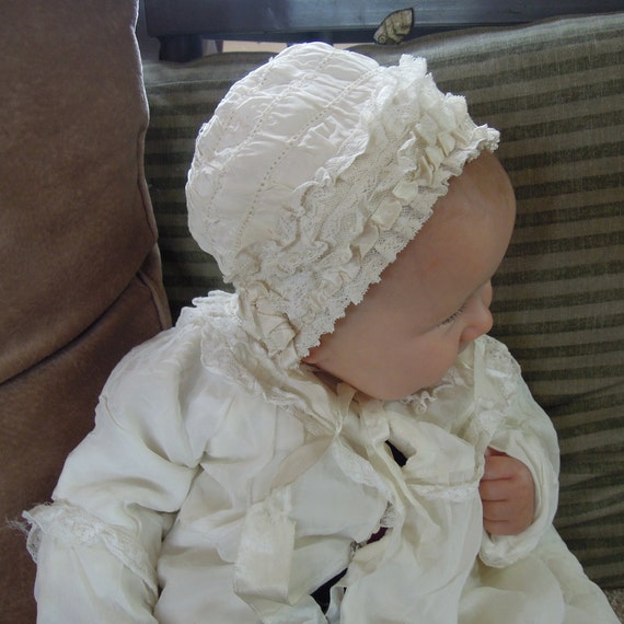 Antique Baby Coat And Bonnet / Cream Christening C