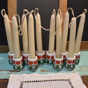 Vintage Christmas Heart Ceramic Candle Holders / Heart Designs Ceramic Candlestick Holders / Made in Germany